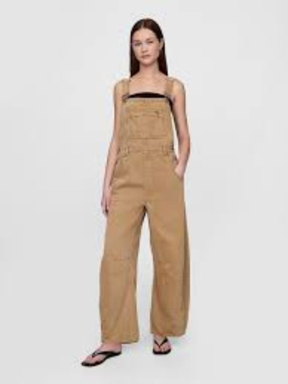 GAP Barrell Horseshoe Tan petite Overalls